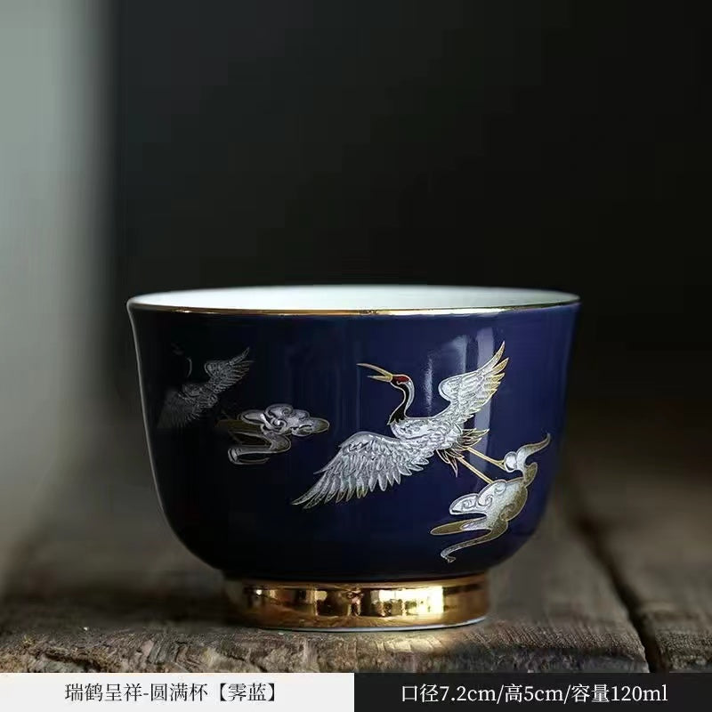 High grade sheepskin jade porcelain enamel tea cup