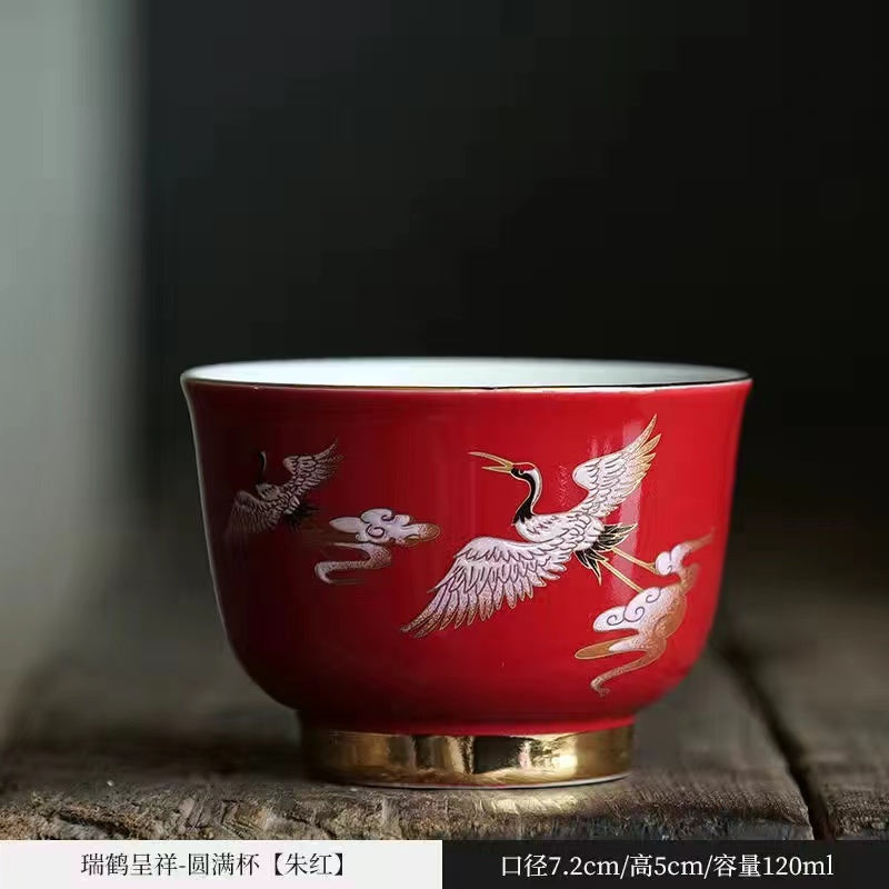 High grade sheepskin jade porcelain enamel tea cup