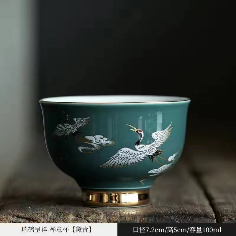 High grade sheepskin jade porcelain enamel tea cup