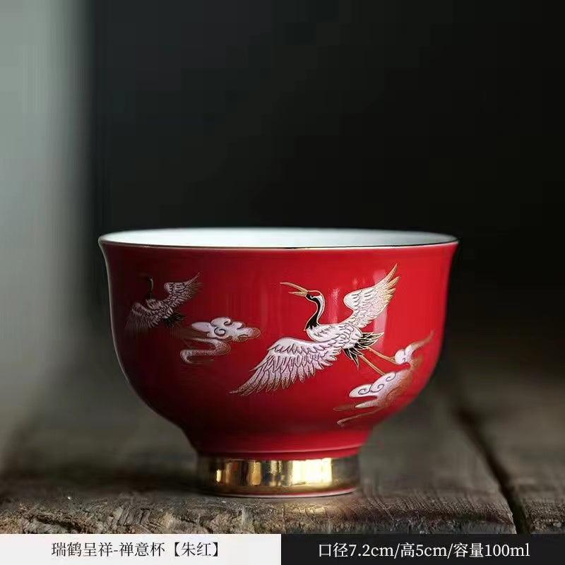 High grade sheepskin jade porcelain enamel tea cup