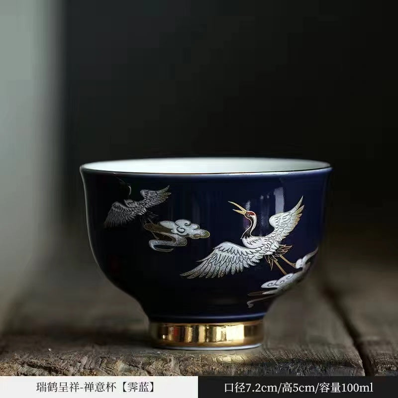 High grade sheepskin jade porcelain enamel tea cup