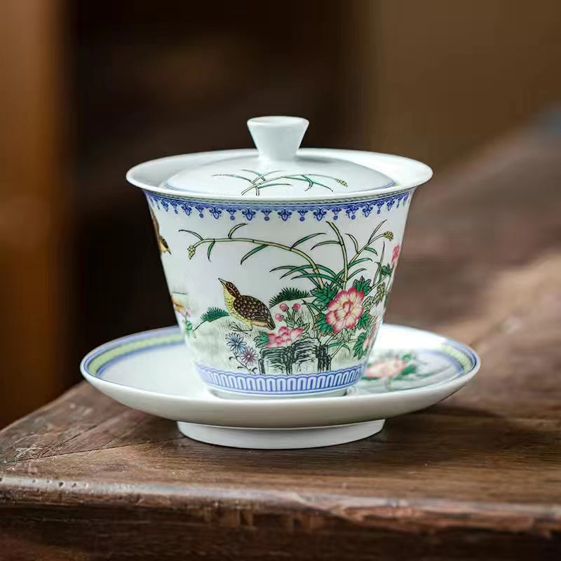 Blue and white landscape bowl Gaiwan