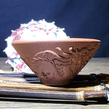 Load image into Gallery viewer, Purple sand Dragon and Phoenix Carving Teacup
