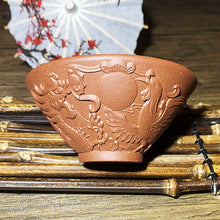 Load image into Gallery viewer, Purple sand Dragon and Phoenix Carving Teacup
