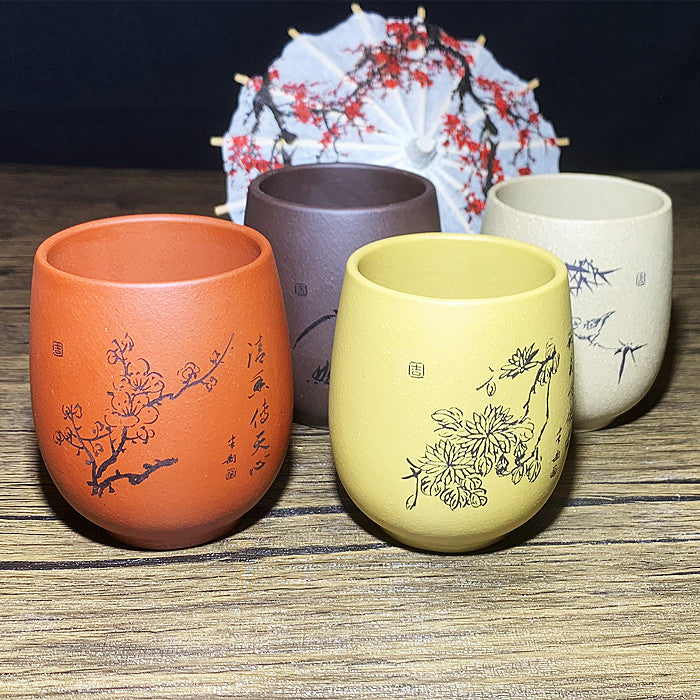 Purple sand Plum, orchid, bamboo and chrysanthemum Teacup