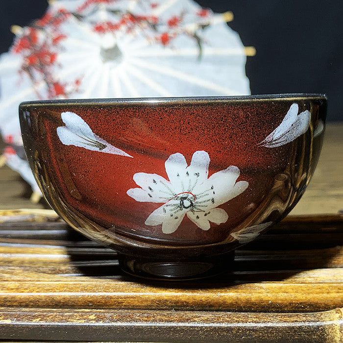 Red white porcelain Tea cup