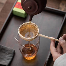 Load image into Gallery viewer, Bamboo tea hourglass tea filter hand woven tea separating filter
