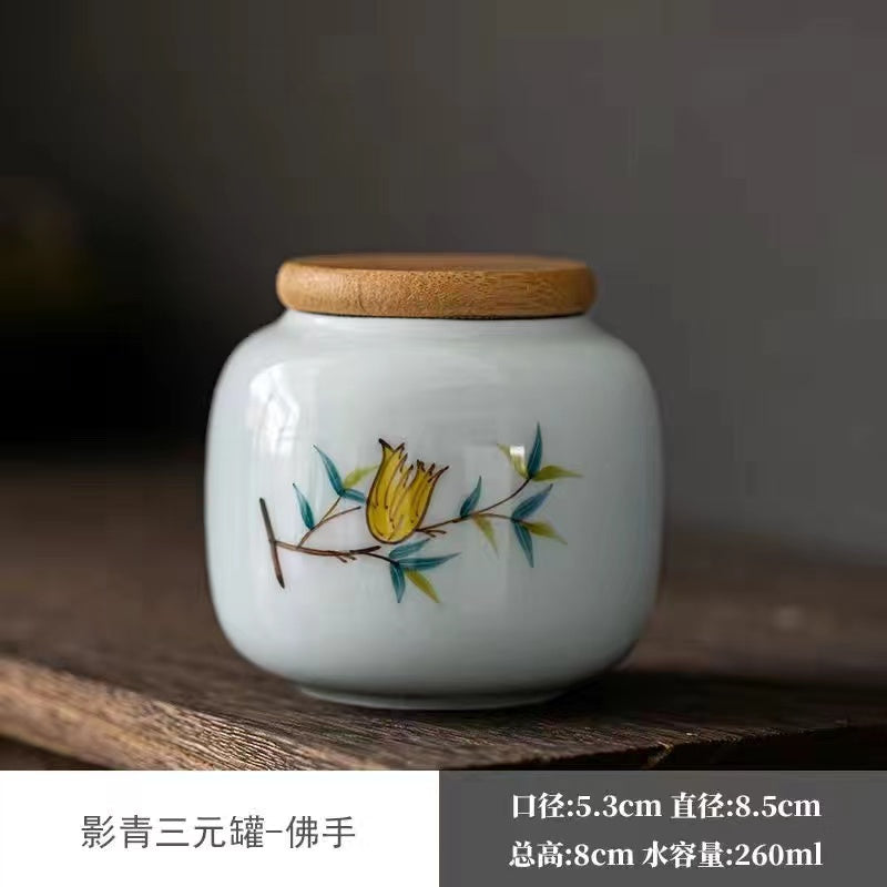 Ceramic hand-painted tea Jar Small portable sealed Jar