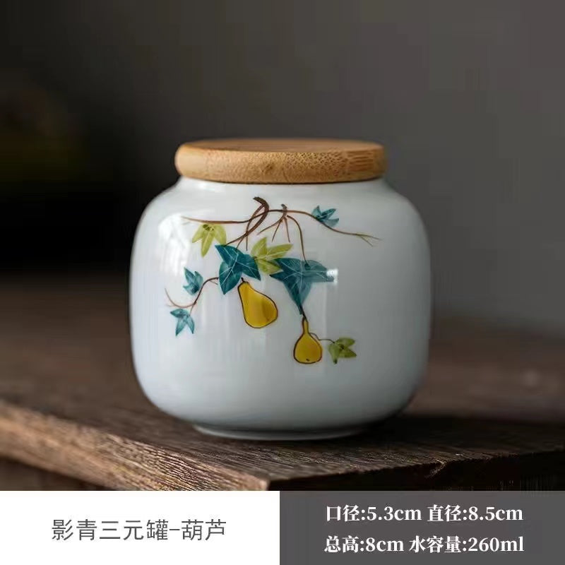 Ceramic hand-painted tea Jar Small portable sealed Jar