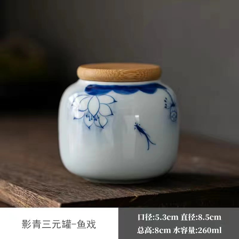 Ceramic hand-painted tea Jar Small portable sealed Jar