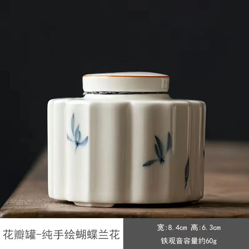 Pure hand-painted orchid sealed tea Jar