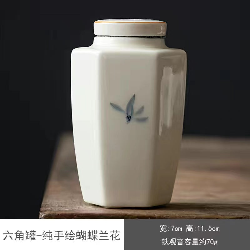 Pure hand-painted orchid sealed tea Jar