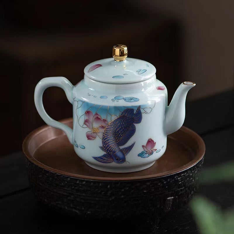 Golden arowana small teapot ceramic kungfu tea set Tea pot