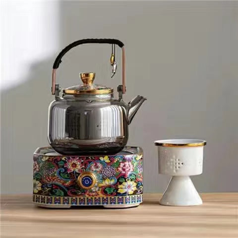 China-Chic Style Enamel Color TV Pottery Stove Household Ceramic Tea Set