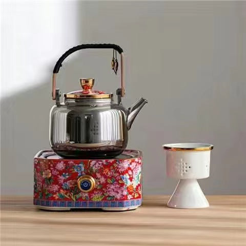 China-Chic Style Enamel Color TV Pottery Stove Household Ceramic Tea Set