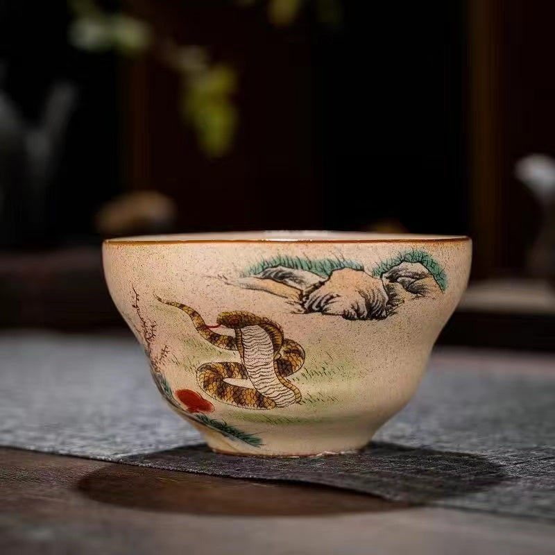 Coarse pottery restoring the ancient Chinese zodiac Teacup