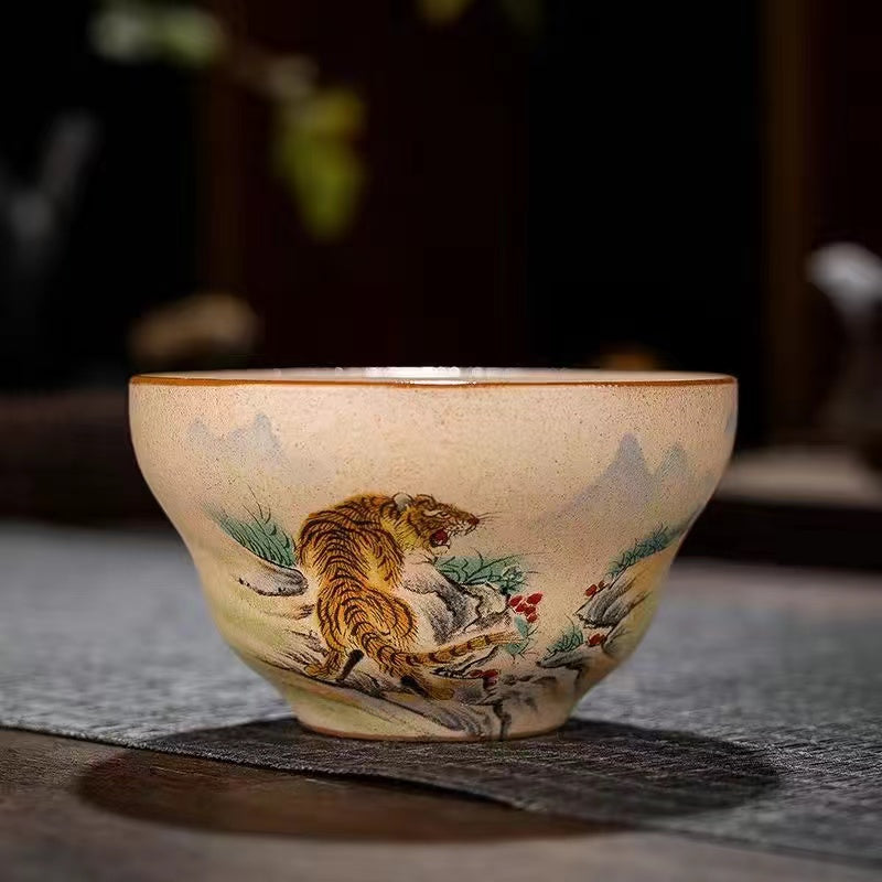 Coarse pottery restoring the ancient Chinese zodiac Teacup