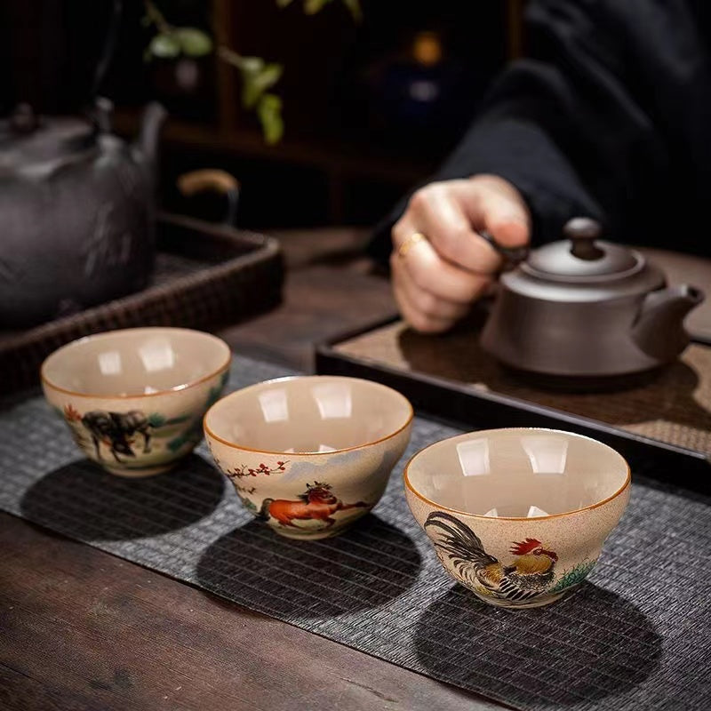 Coarse pottery restoring the ancient Chinese zodiac Teacup