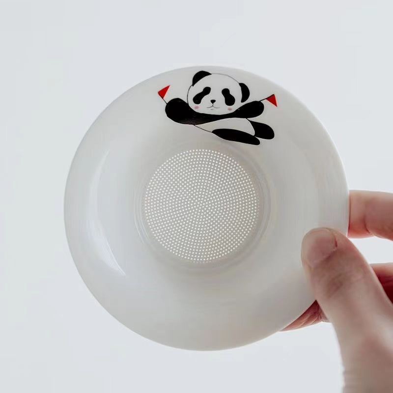 Red Panda White Porcelain Tea Hourglass Tea Filter