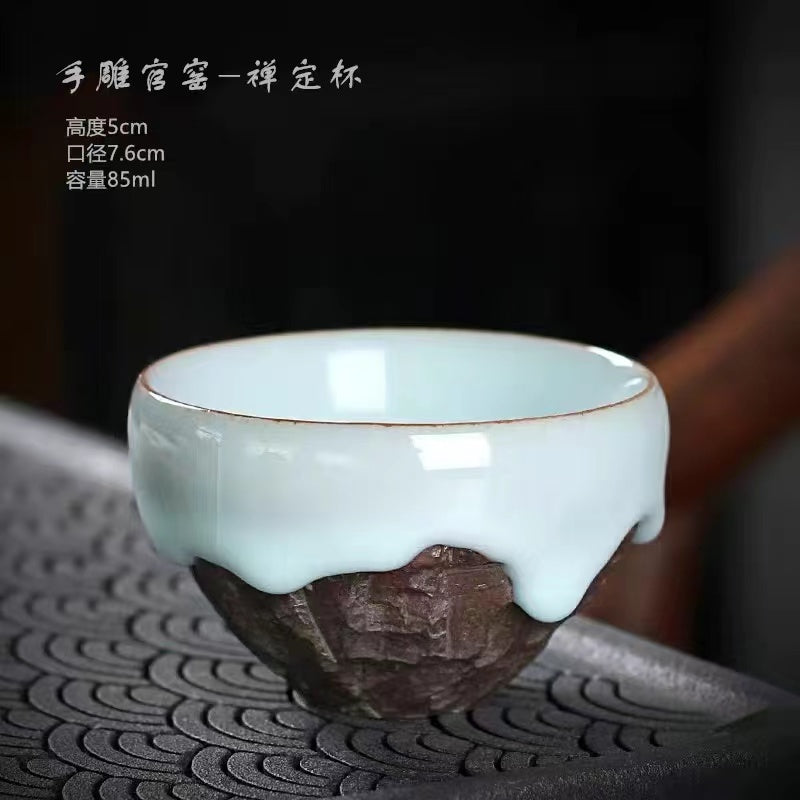 Master Collection----Pure hand carved teacup, high-grade official kiln master cup (M420)