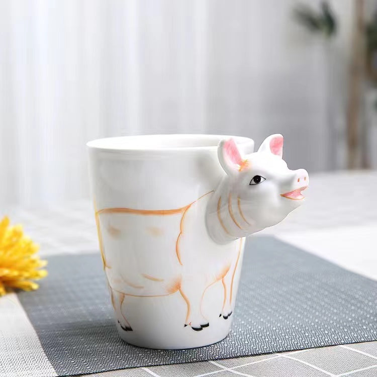 Creative cartoon ceramic cup 3D animal mug