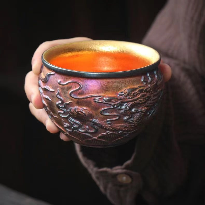 Master Collection----High-grade starry sky large lacquer gold master cup master handmade gilt cup Tea cup (M424)