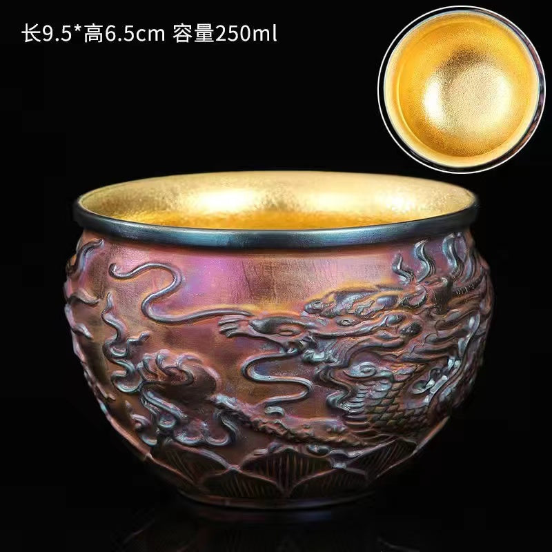 Master Collection----High-grade starry sky large lacquer gold master cup master handmade gilt cup Tea cup (M424)