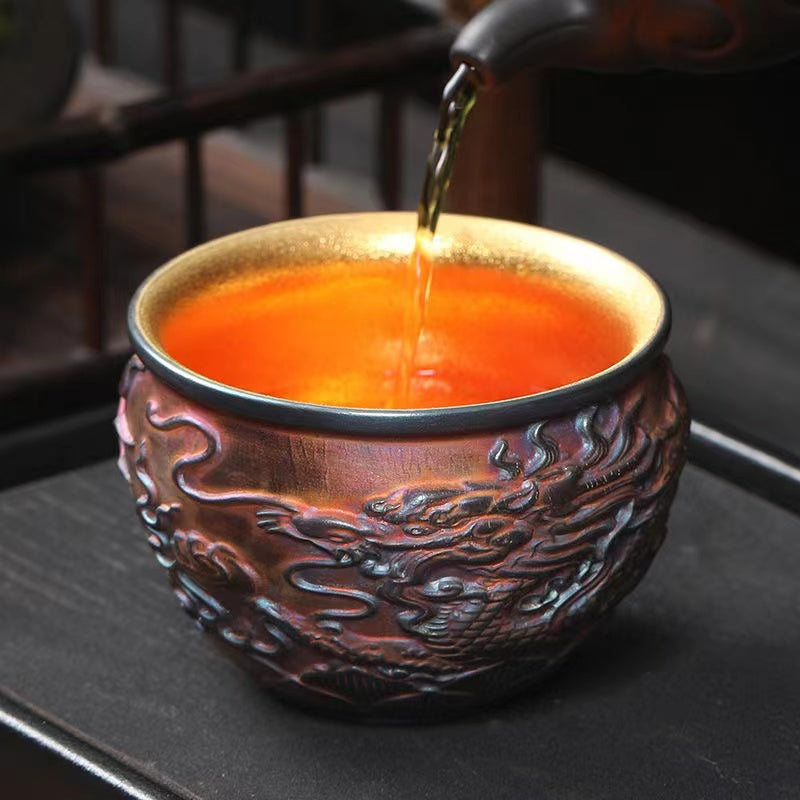 Master Collection----High-grade starry sky large lacquer gold master cup master handmade gilt cup Tea cup (M424)