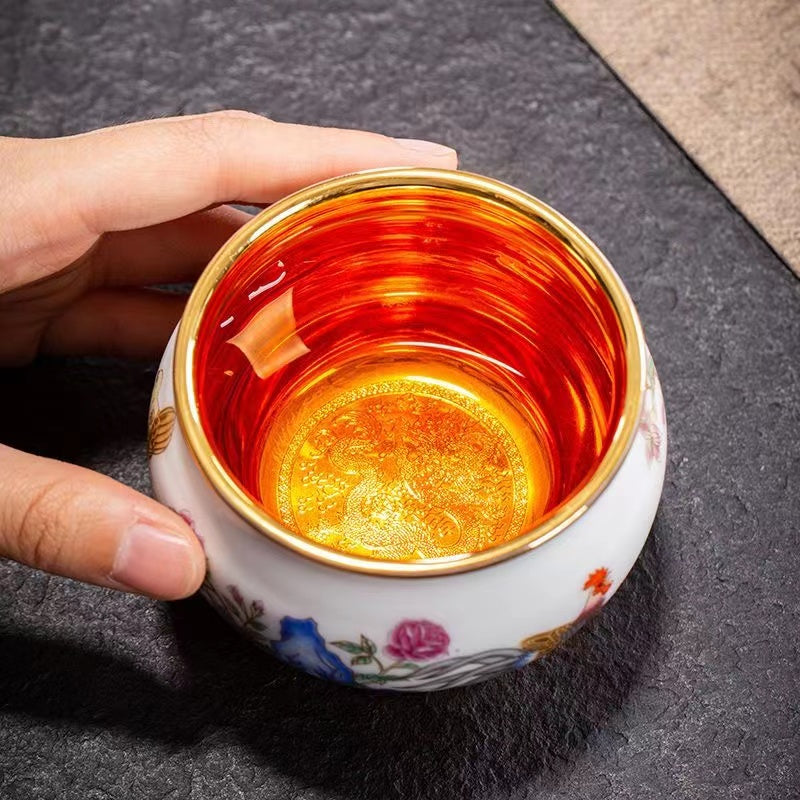 Master Collection-----24k gold teacup rooster Tea Cup (M427)