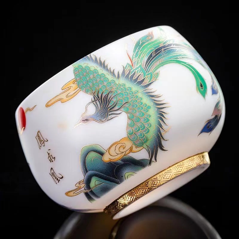 Master Collection----- 24k Pure Gold Phoenix Master Cup Pure Hand Gilded Cup Tea Cup(M436)