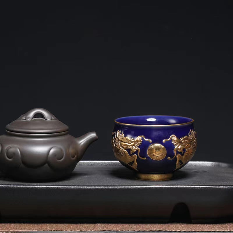 Master Collection-----Qilin and Pearl Gold Master Cup Gold  Tea Cup(M441)