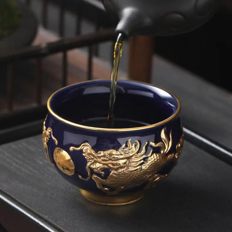 Master Collection-----Qilin and Pearl Gold Master Cup Gold  Tea Cup(M441)