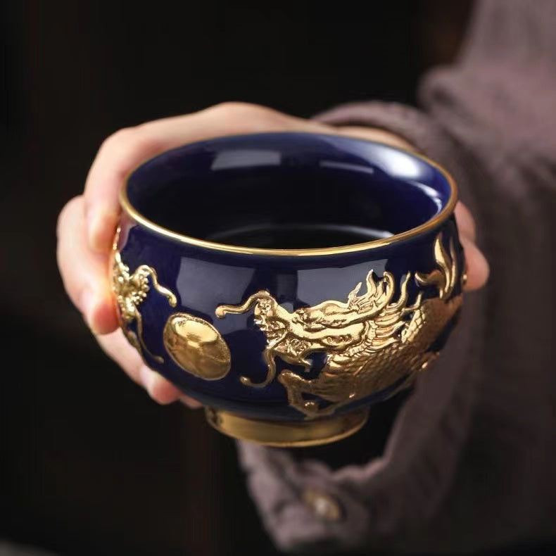 Master Collection-----Qilin and Pearl Gold Master Cup Gold  Tea Cup(M441)