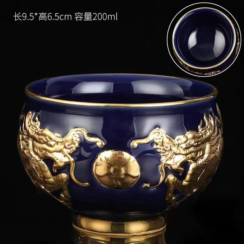 Master Collection-----Qilin and Pearl Gold Master Cup Gold  Tea Cup(M441)