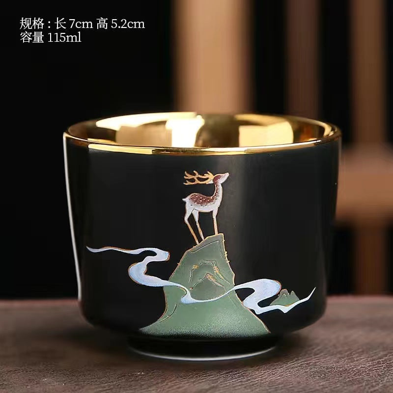Master Collection----Gold Master Cup Enamel Coloured Elk Calendula Tea Cup(M445)
