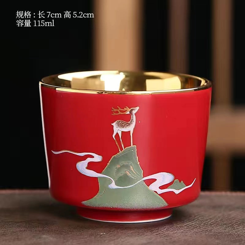 Master Collection----Gold Master Cup Enamel Coloured Elk Calendula Tea Cup(M445)