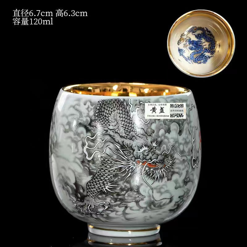 Master Collection----24K A gilt dragon cup handmade by a master craftsman Teacup (M451)