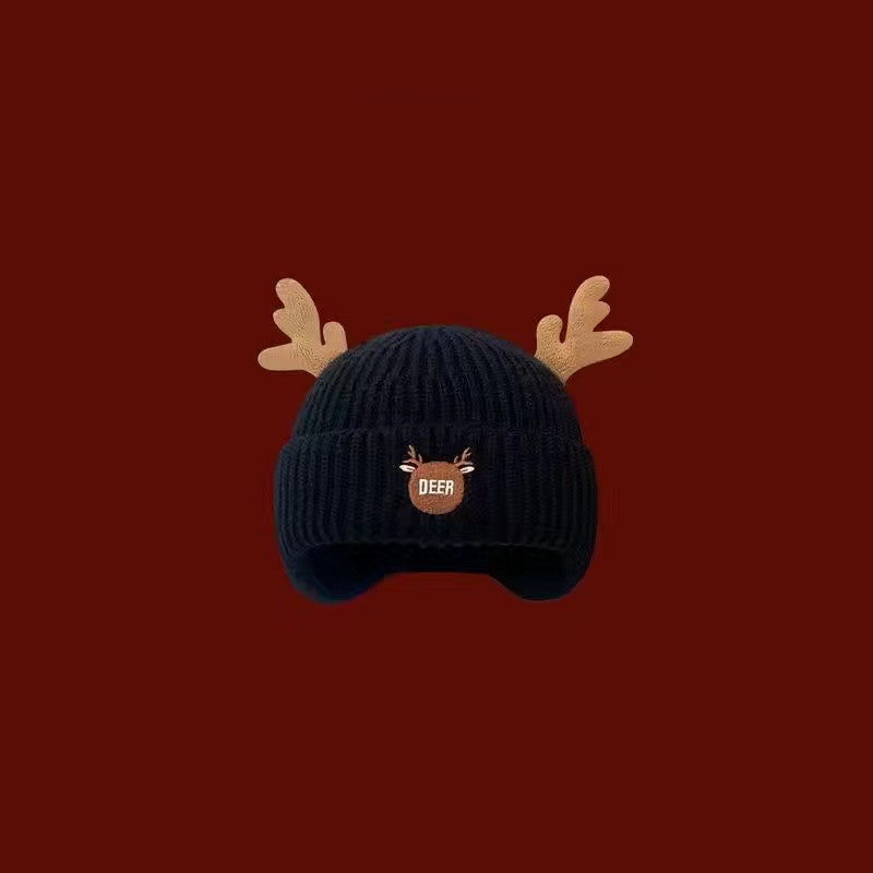 Christmas Gift Cute antler woolen hat