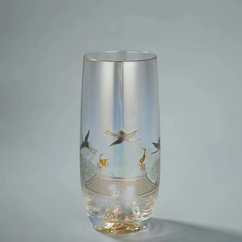 Ruihetu Glowing Gold and Silver Fired Crystal Glass Teacup