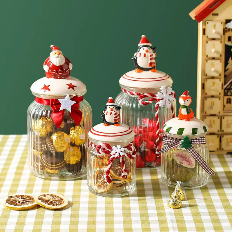 Kawashimaya Christmas Sealing Jars Glass Jars Food Grade Candy Jars