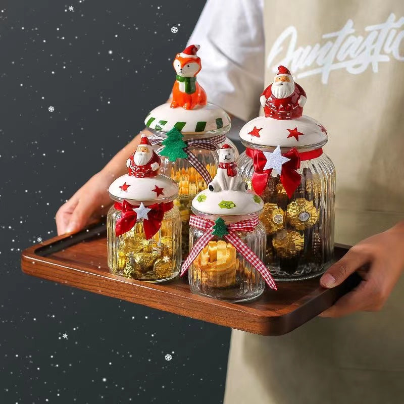 Kawashimaya Christmas Sealing Jars Glass Jars Food Grade Candy Jars