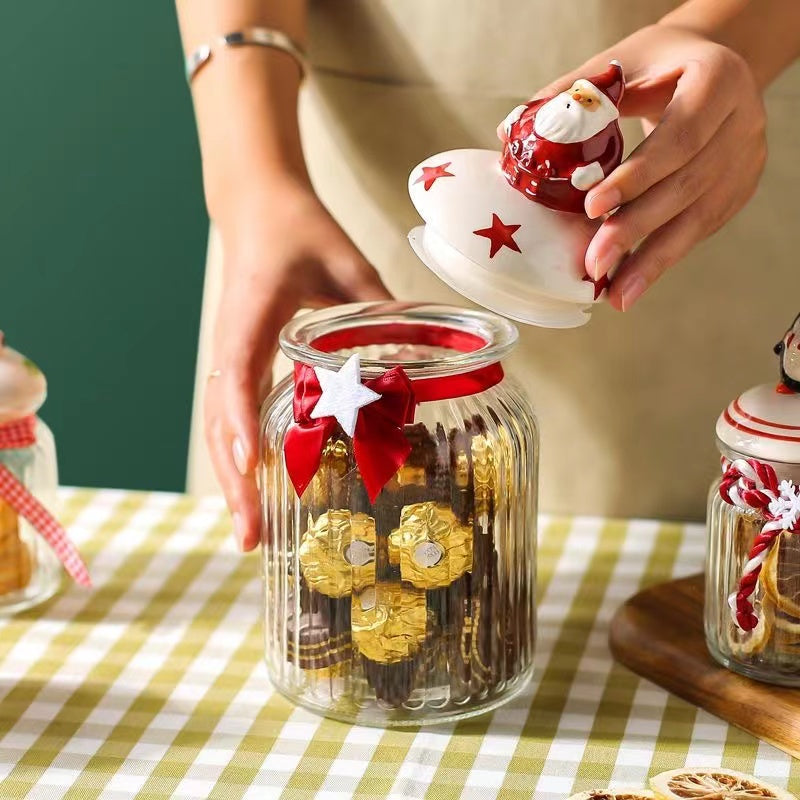 Kawashimaya Christmas Sealing Jars Glass Jars Food Grade Candy Jars