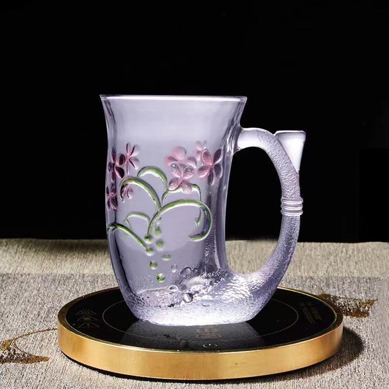 Crystal glass creative mug with handle