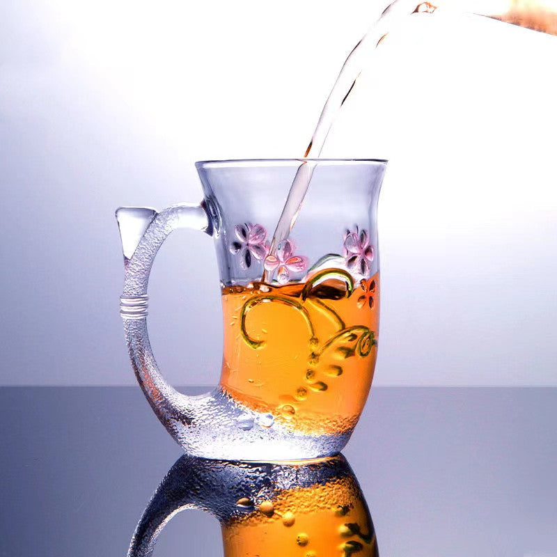 Crystal glass creative mug with handle