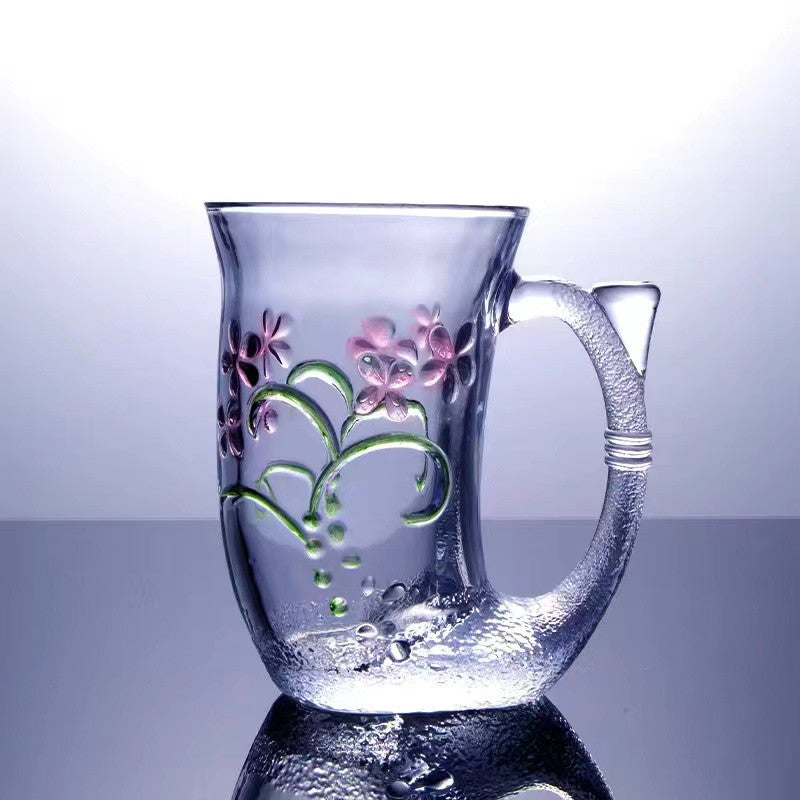 Crystal glass creative mug with handle