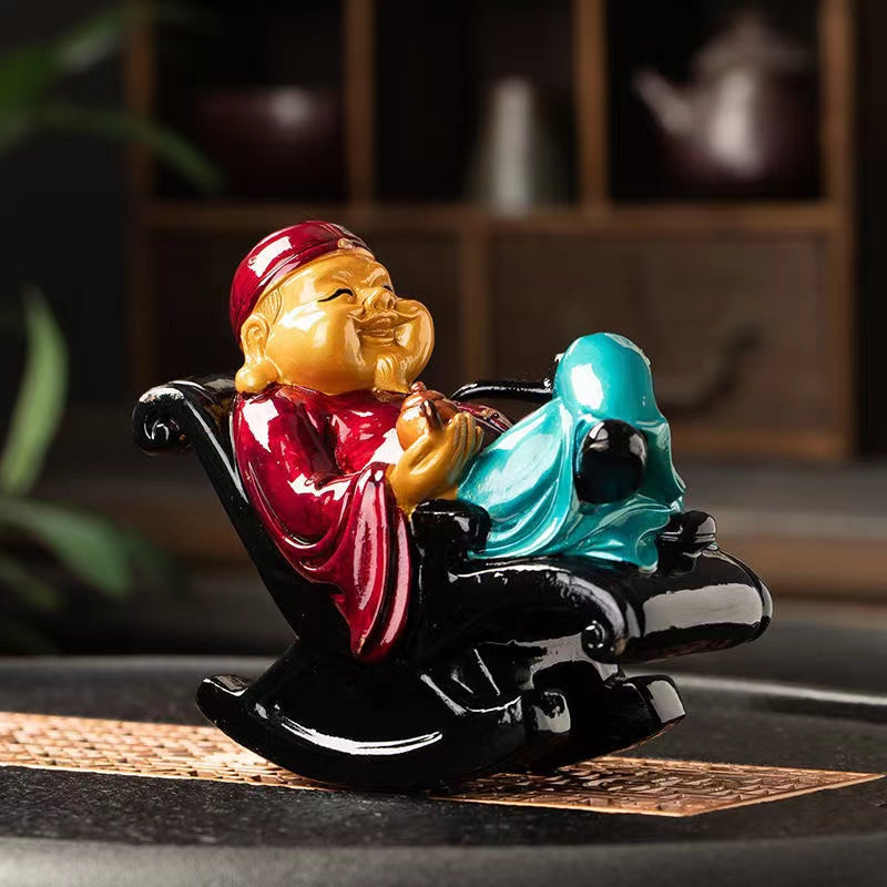 Creative Colour Changing Old God of Wealth Rocking Chair Ornament Tea Pet