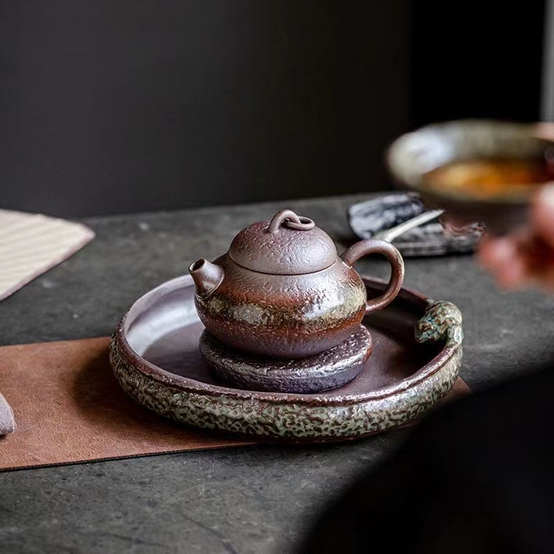 Vintage coarse earthenware original handmade wood-fired Teapot