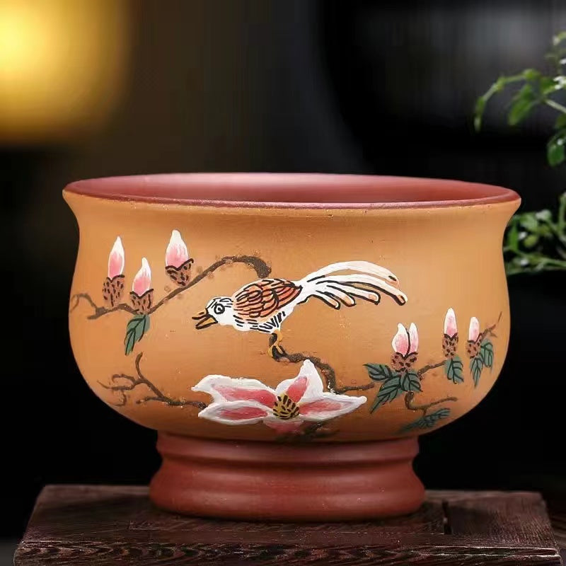 Yixing Zisha Clay Painting Gong Cup Flower and Bird Tea Cup