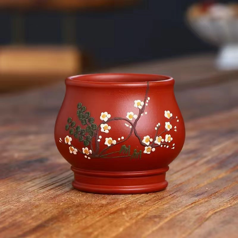 Yixing Zisha Clay Painting Gong Cup Flower and Bird Tea Cup