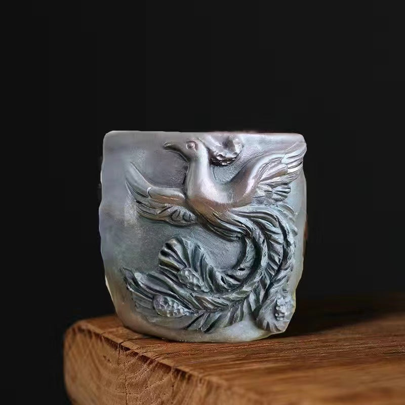 Master Collection----Shinoyaki Purely handmade hand-kneaded dragon rough Tea cup(M458)